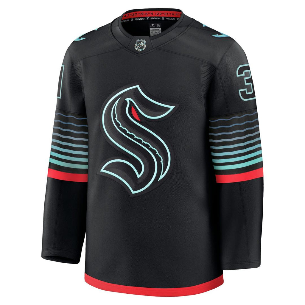 Philipp Grubauer Seattle Kraken Fanatics Alternate Premium Player Jersey - Black