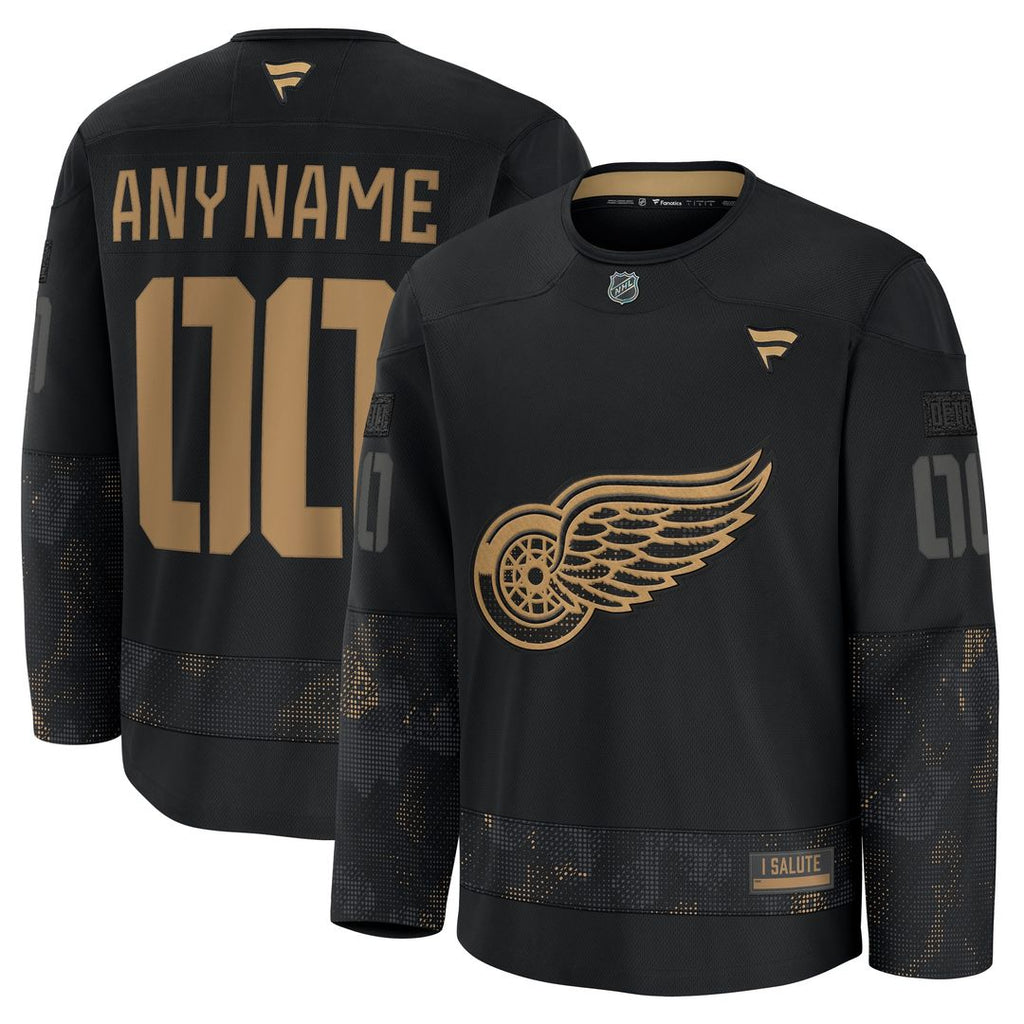 Detroit Red Wings Fanatics 2024 Military Appreciation Custom Practice Jersey - Black