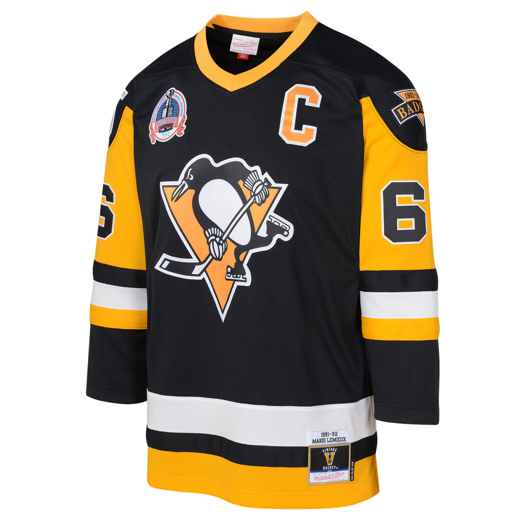 Mario Lemieux Pittsburgh Penguins Mitchell & Ness Youth 1991/92 Captain Patch Power Play Player Jersey - Black