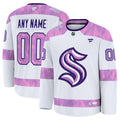 Seattle Kraken Fanatics 2024 Hockey Fights Cancer Custom Practice Jersey - White